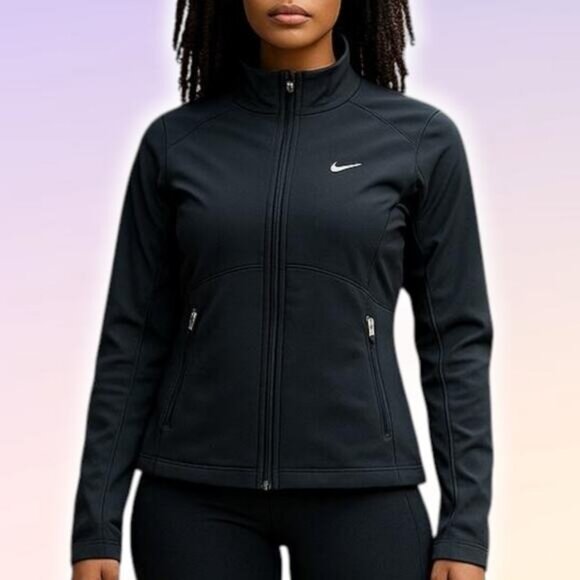 NIKE Womens Zip Track Jacket Size Small Black - Picture 1 of 5